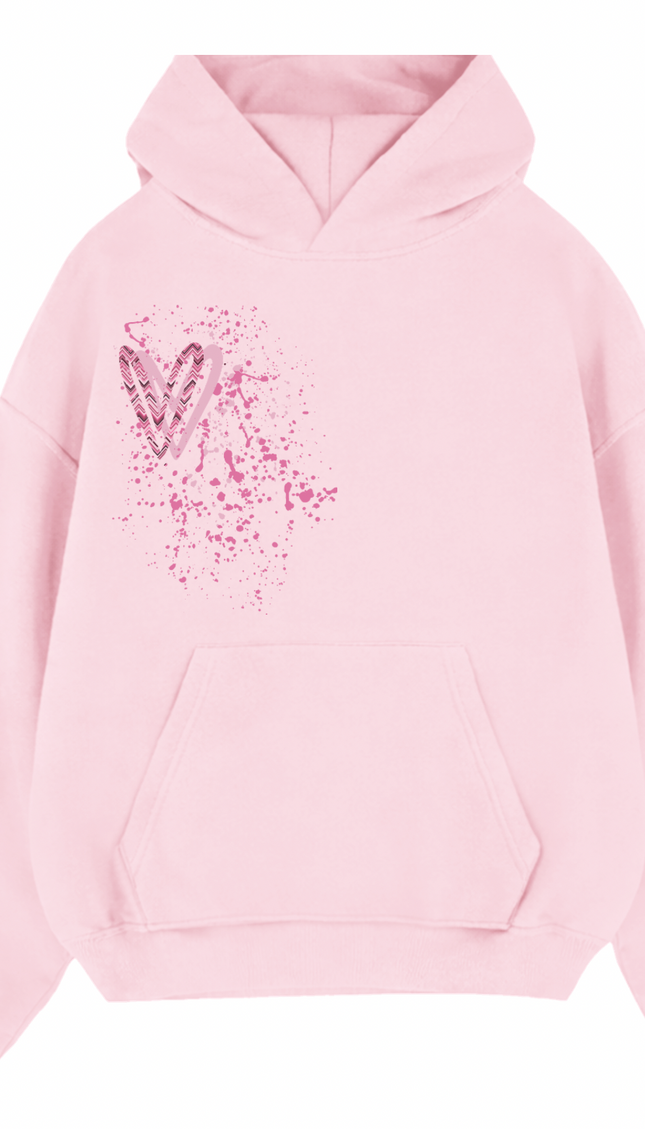Pink Zig Zag Heart Printed Hoodie by Miss Runway – image 2