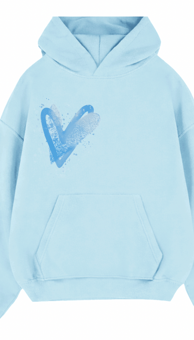 Blue Scatter Heart Printed Hoodie by Miss Runway – image 2