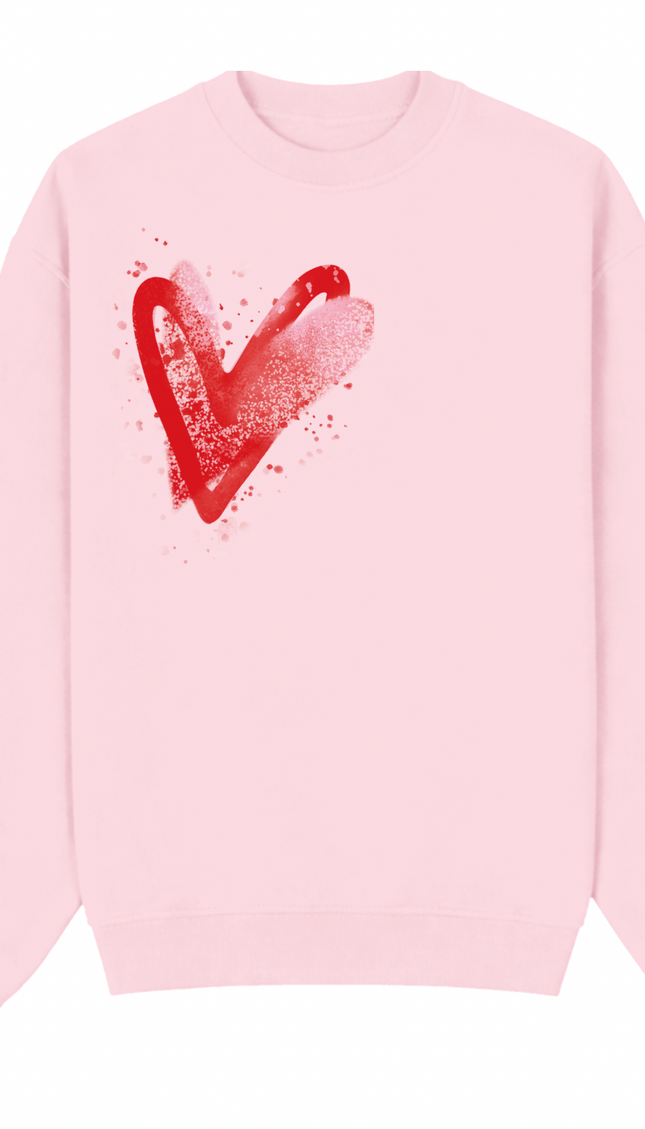 Pink/Red Scatter Heart Printed Sweatshirt by Miss Runway – image 2