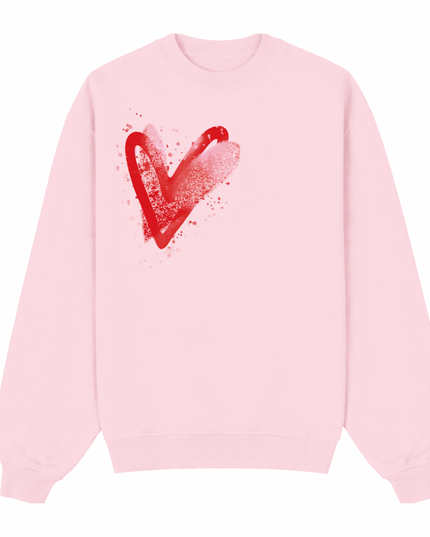 Pink/Red Scatter Heart Printed Sweatshirt Adults