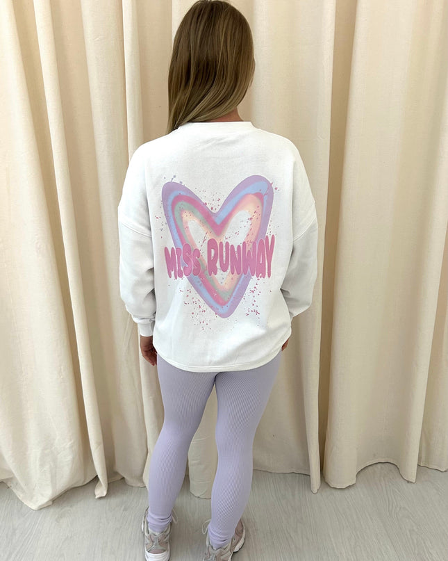 Miss Runway Pastel Heart Printed Sweatshirt & Leggings Adults