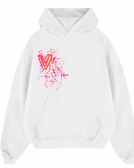 Neon Paisley Heart Printed Hoodie Adults
