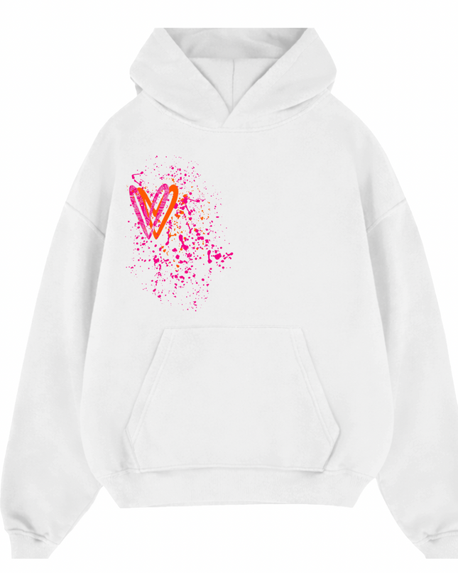 Neon Paisley Heart Printed  Hoodie Kids