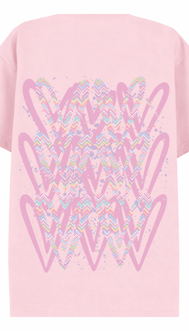 Pastel Zig Zag Heart Printed T-shirt – additional view