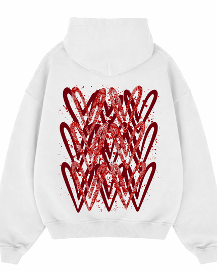 Red Paisley Heart Printed Hoodie Adults