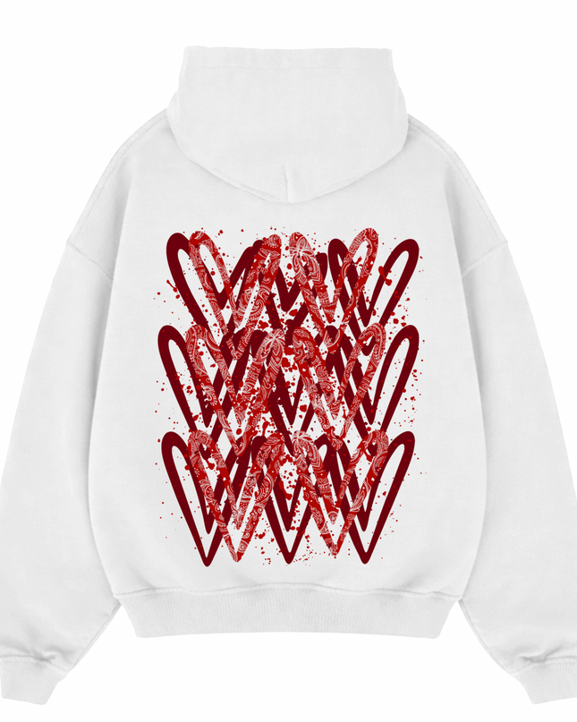 Red Paisley Heart Printed  Hoodie Kids