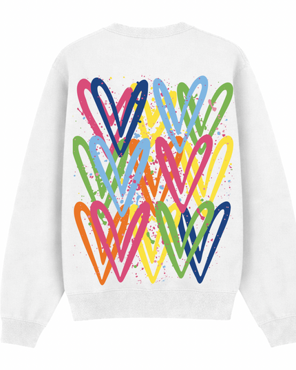 Multicoloured Heart Printed Sweatshirt Adults