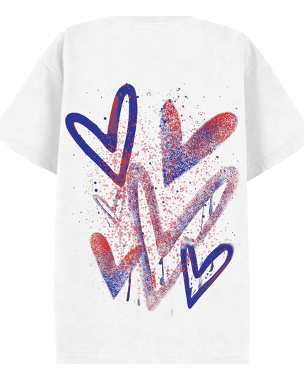 Royal/Red Scatter Heart Printed T-shirt Kids