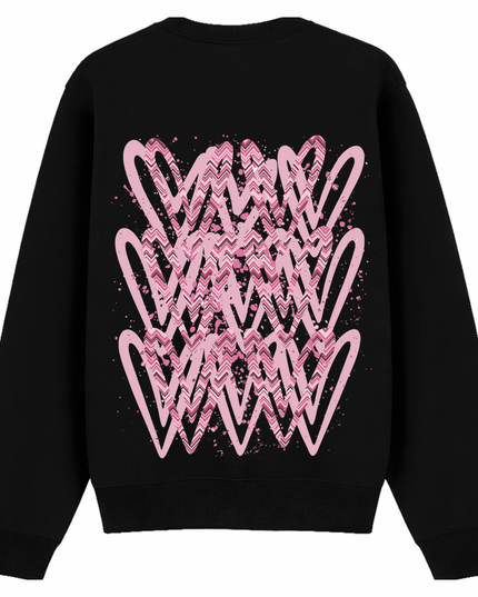 Pink Zig Zag Heart Printed Sweatshirt Adults