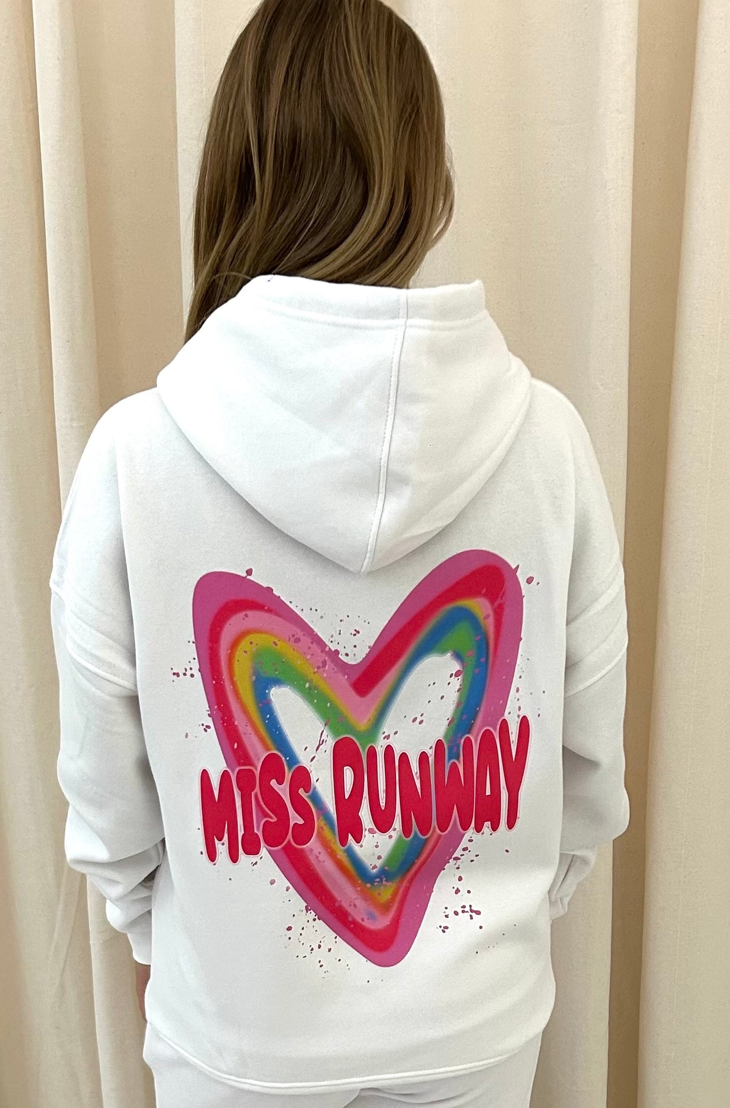 Miss Runway Multicolour Heart Graffiti Hoodie White