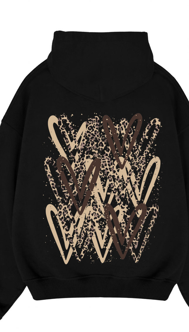Leopard Print Heart Printed Hoodie – additional view