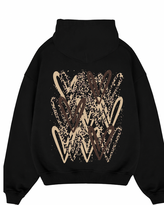 Leopard Print Heart Printed Hoodie Kids