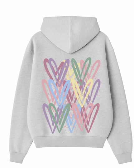Dark Pastel Heart Printed Hoodie Adults