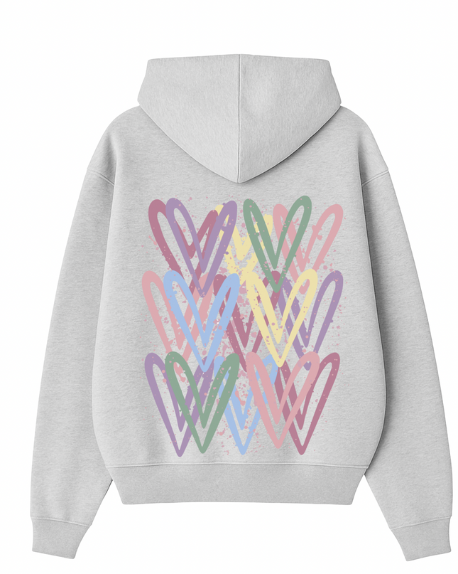 Dark Pastel Heart Printed Hoodie Kids
