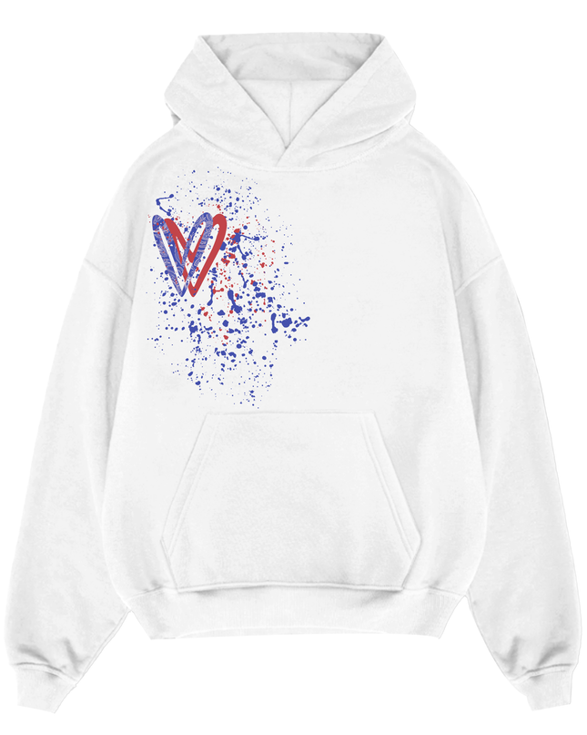 Blue/Red Paisley Heart Printed Hoodie Adults