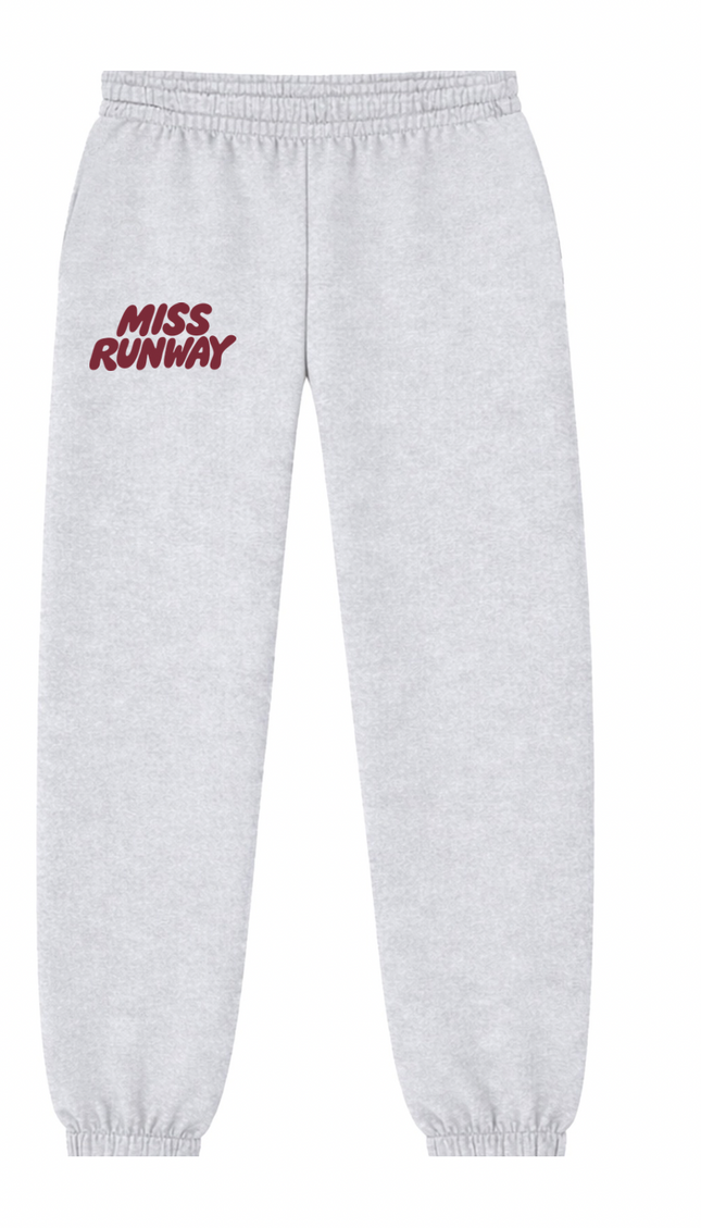 Miss Runway Established Joggers Grey/Burgundy – adult printed joggers by Miss Runway