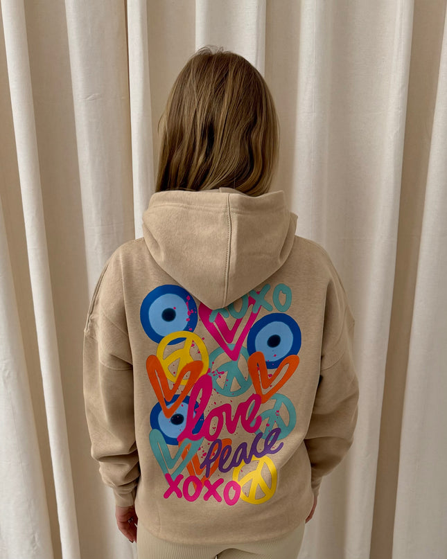 XOXO Graffiti Hoodie Beige