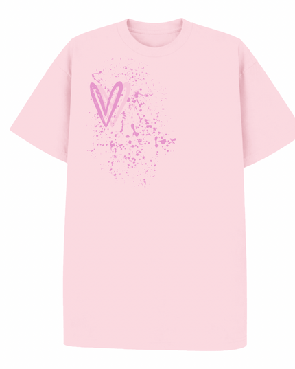 Pink Heart Printed T-shirt Adult