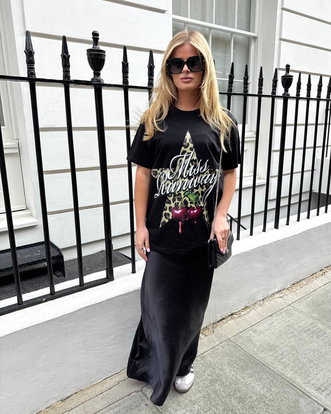 Miss Runway Leopard Print Star Printed T-shirt Adult
