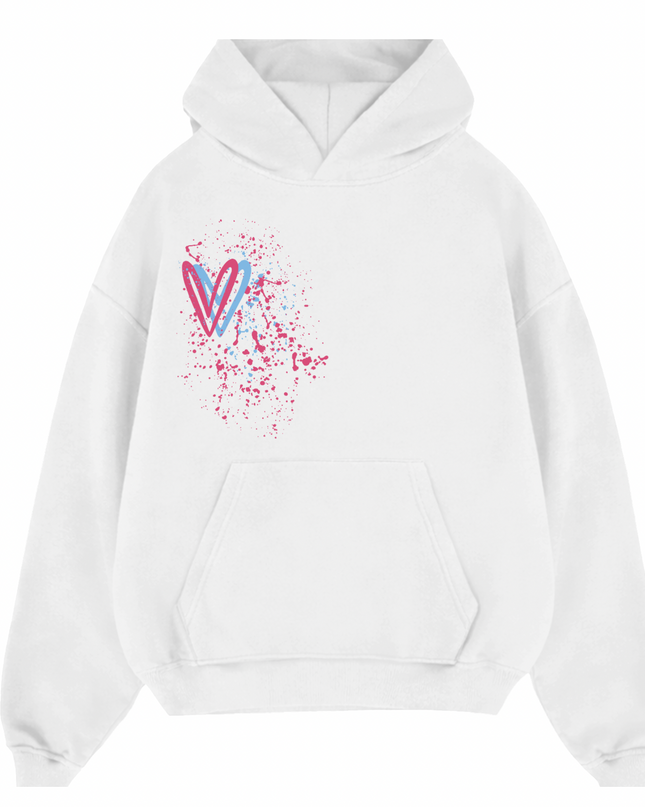 Multicoloured Heart Printed Hoodie Kids