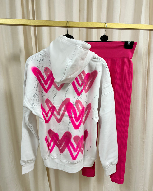 Hot Pink Heart Hoodie & Leggings Adults