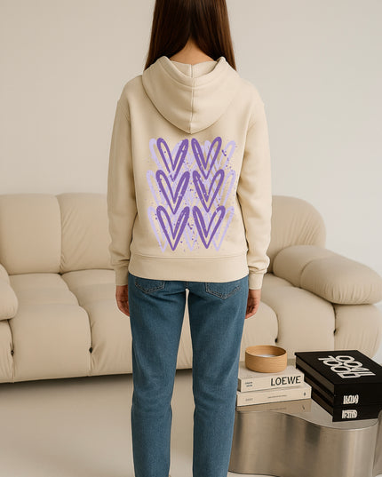 Lilac Heart Printed Hoodie