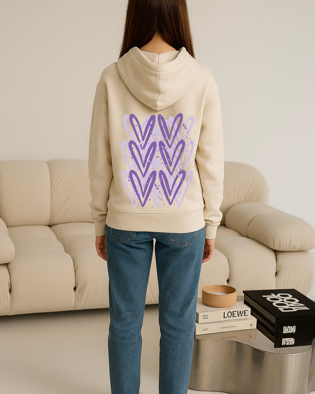 Lilac Heart Printed Hoodie