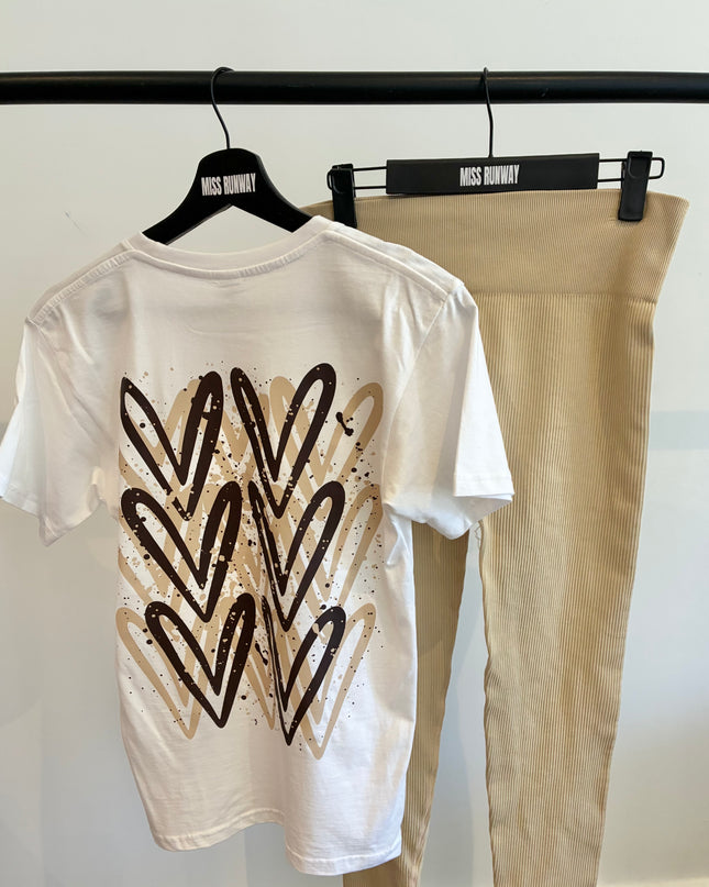 Brown Heart Printed Legging Set
