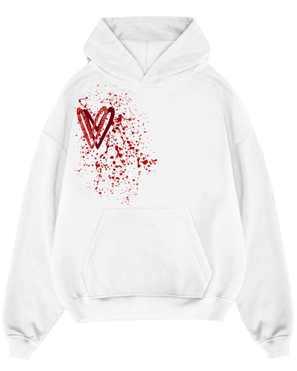 Red Paisley Heart Printed  Hoodie Kids