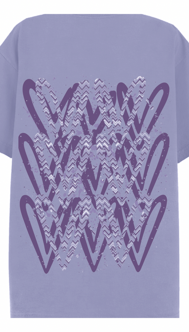 Lilac Zig Zag Heart Printed T-shirt – additional view