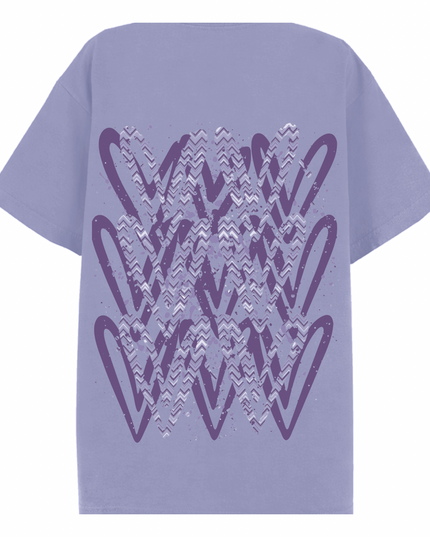 Lilac Zig Zag Heart Printed T-shirt Adult