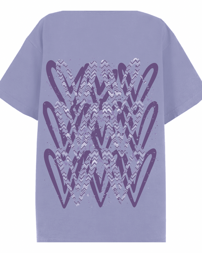 Lilac Zig Zag Heart Printed T-shirt Adult