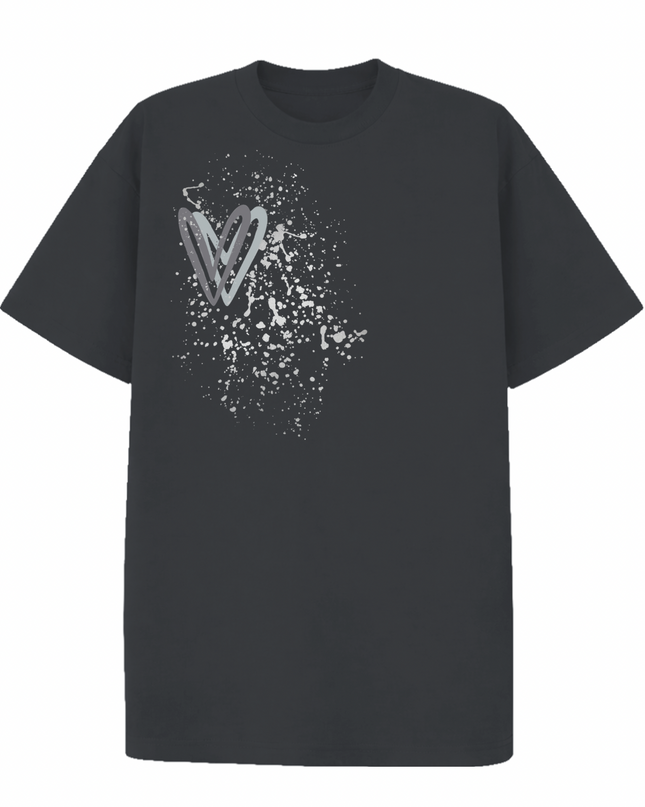 Grey Heart Printed T-shirt Adult