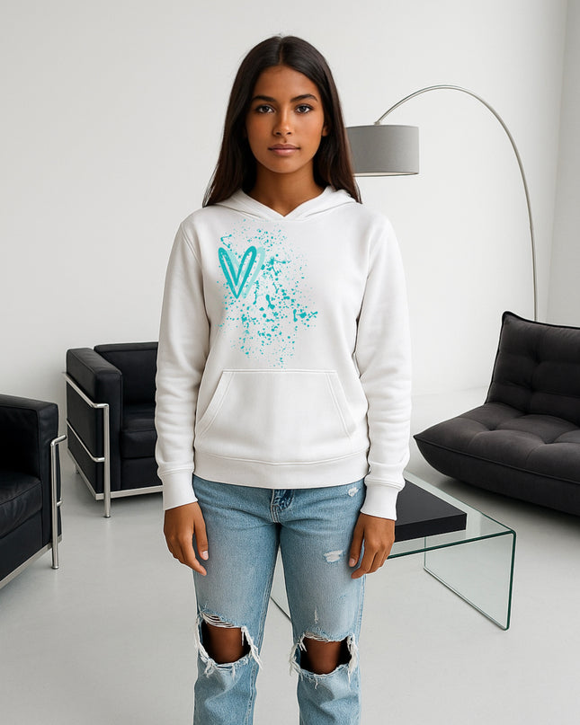 Mint Heart Printed Hoodie