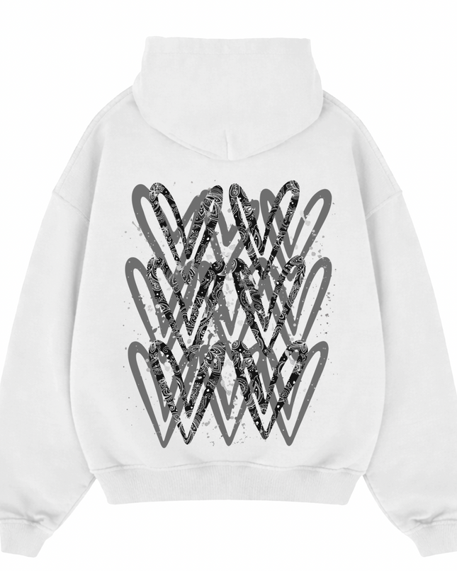 Charcoal Paisley Heart Printed Hoodie Adults