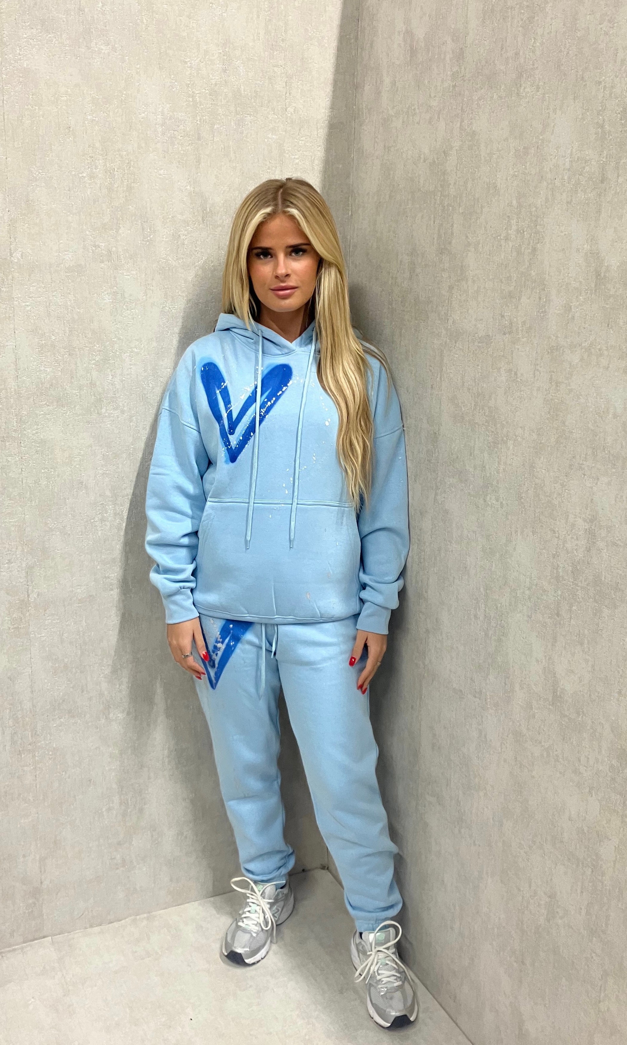 Blue Heart Sprayed Blue Hooded Tracksuit – Miss Runway