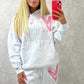 Pink Heart Sprayed Hooded Tracksuit