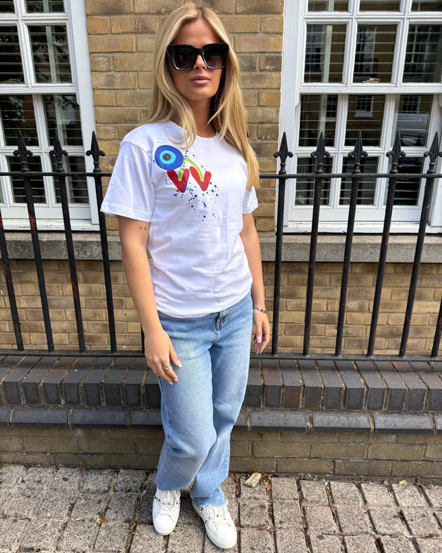 Cherry, Peace, Evil Eye Printed T-shirt Adult