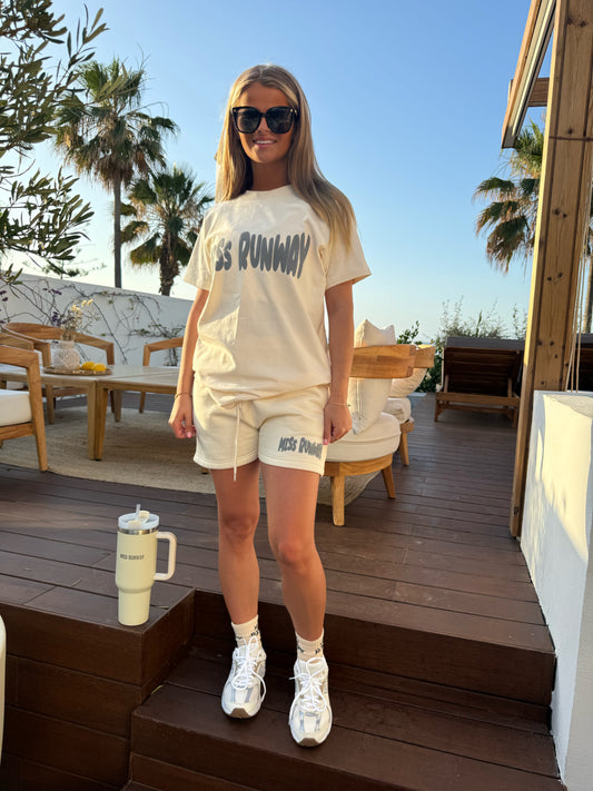 Miss Runway Bubble Oversized Tee Cream/Grey