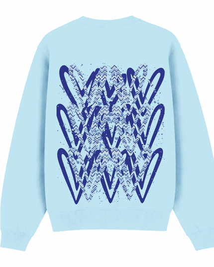 Royal Blue Zig Zag Heart Printed Sweatshirt Adults