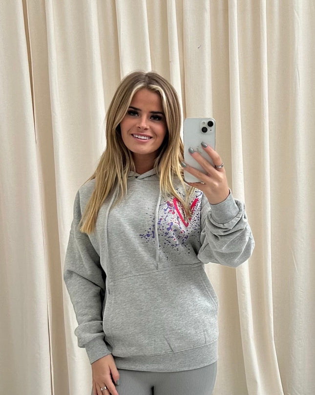 Multicoloured Leopard Heart Printed Hoodie Adults