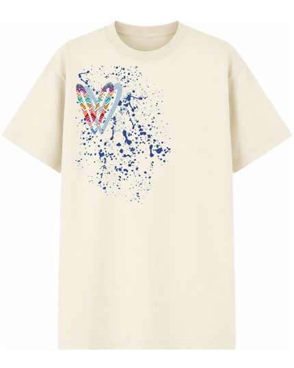 Multicoloured Zig Zag Heart Printed T-shirt Kid