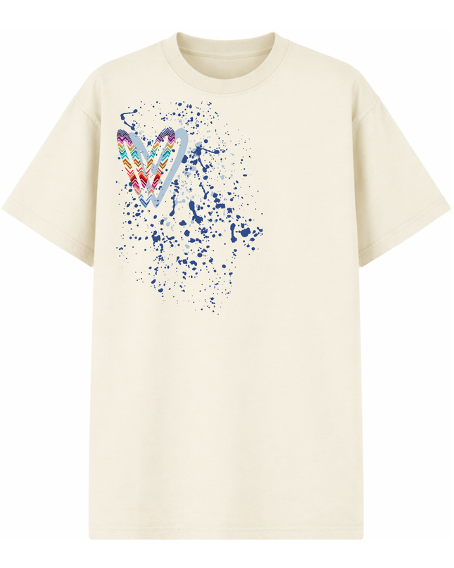 Multicoloured Zig Zag Heart Printed T-shirt Adult
