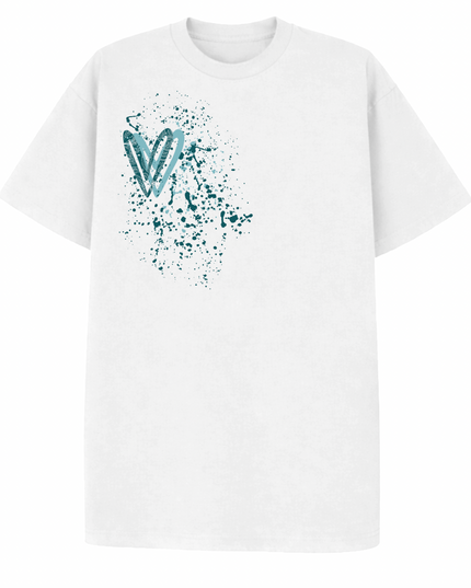 Teal Paisley Heart Printed T-shirt Kids