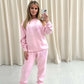 Baby Pink Candy Cane Heart Graffiti Hooded Sweatshirt Tracksuit Pink