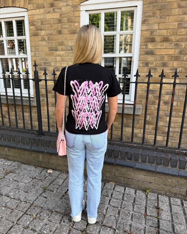 Pink Heart Printed T-shirt Adult