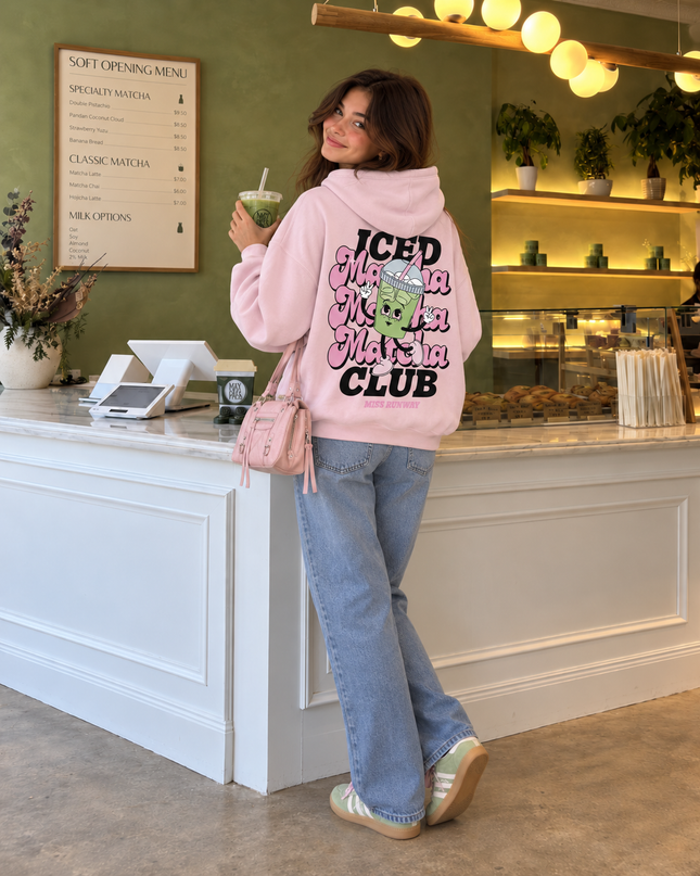 Matcha Club Hoodie Pink Kids