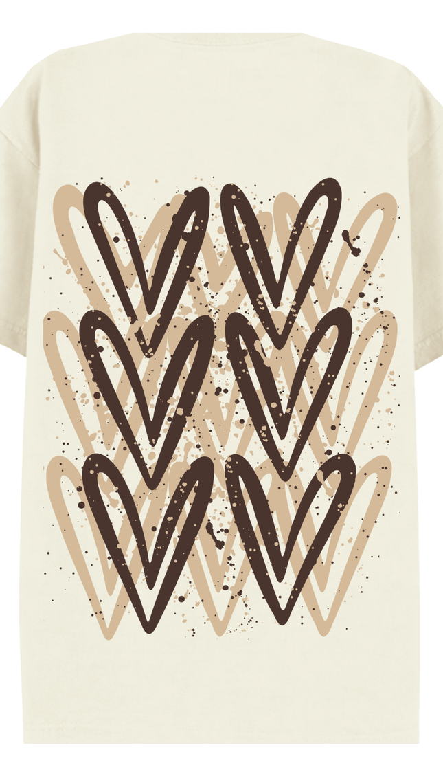 Brown graffiti heart T-shirt with spray paint effect print – women's T-shirt by Miss Runway