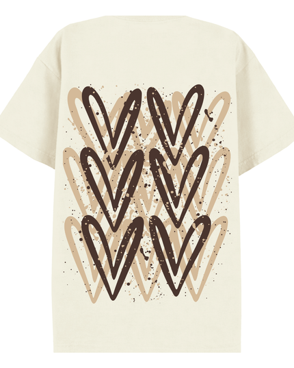 Brown Heart Printed T-shirt Adult