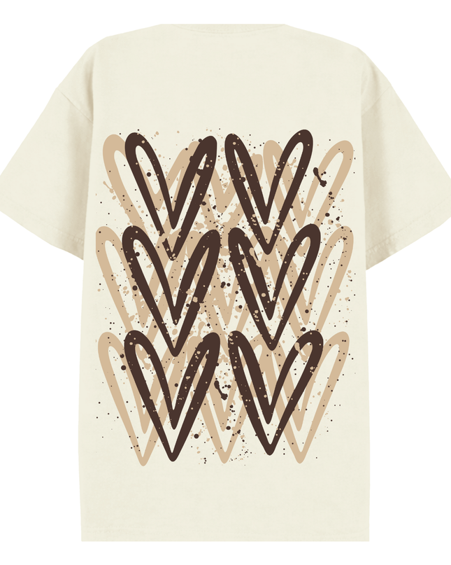 Brown Heart Printed T-shirt Adult